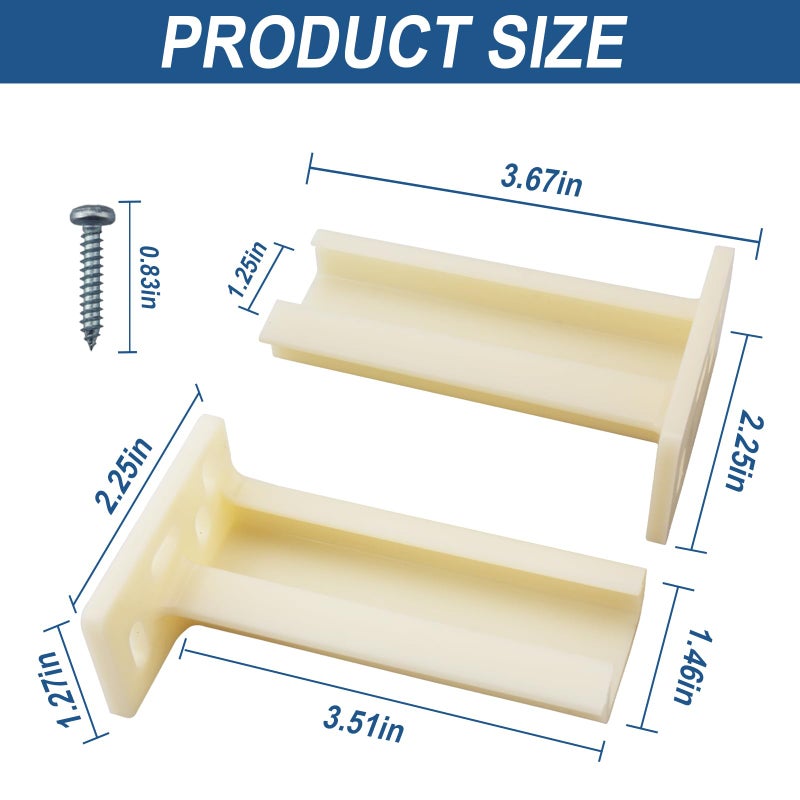 AILLSA R 7265 Drawer Track Back Plate, 3/8 in. x 1 in., Plastic, Left and Right, Beige (2 Pair) - Image 2
